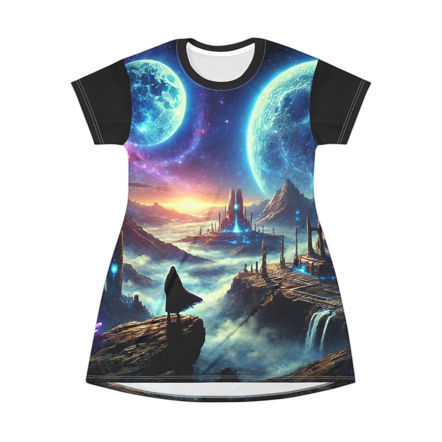 Cosmic Adventure T-Shirt Dress - Perfect for Space Lovers