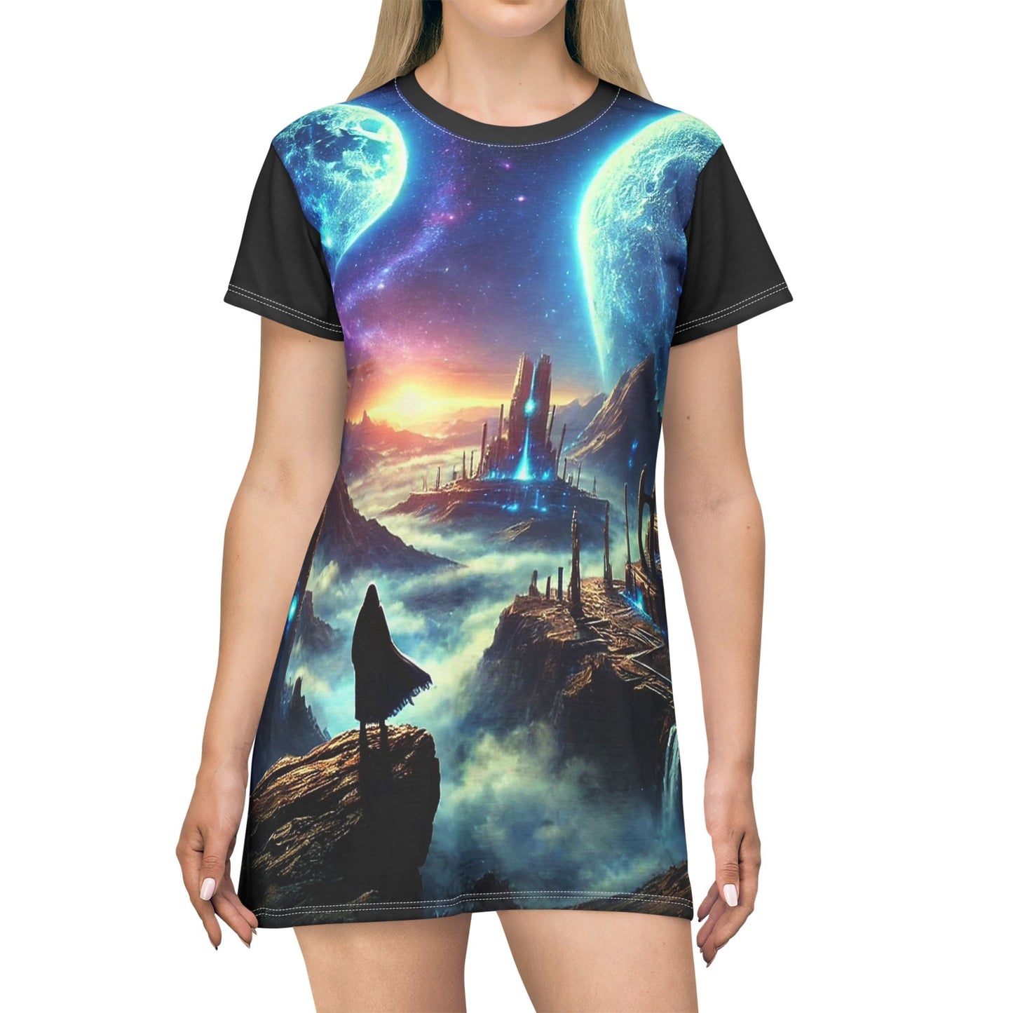 Cosmic Adventure T-Shirt Dress - Perfect for Space Lovers