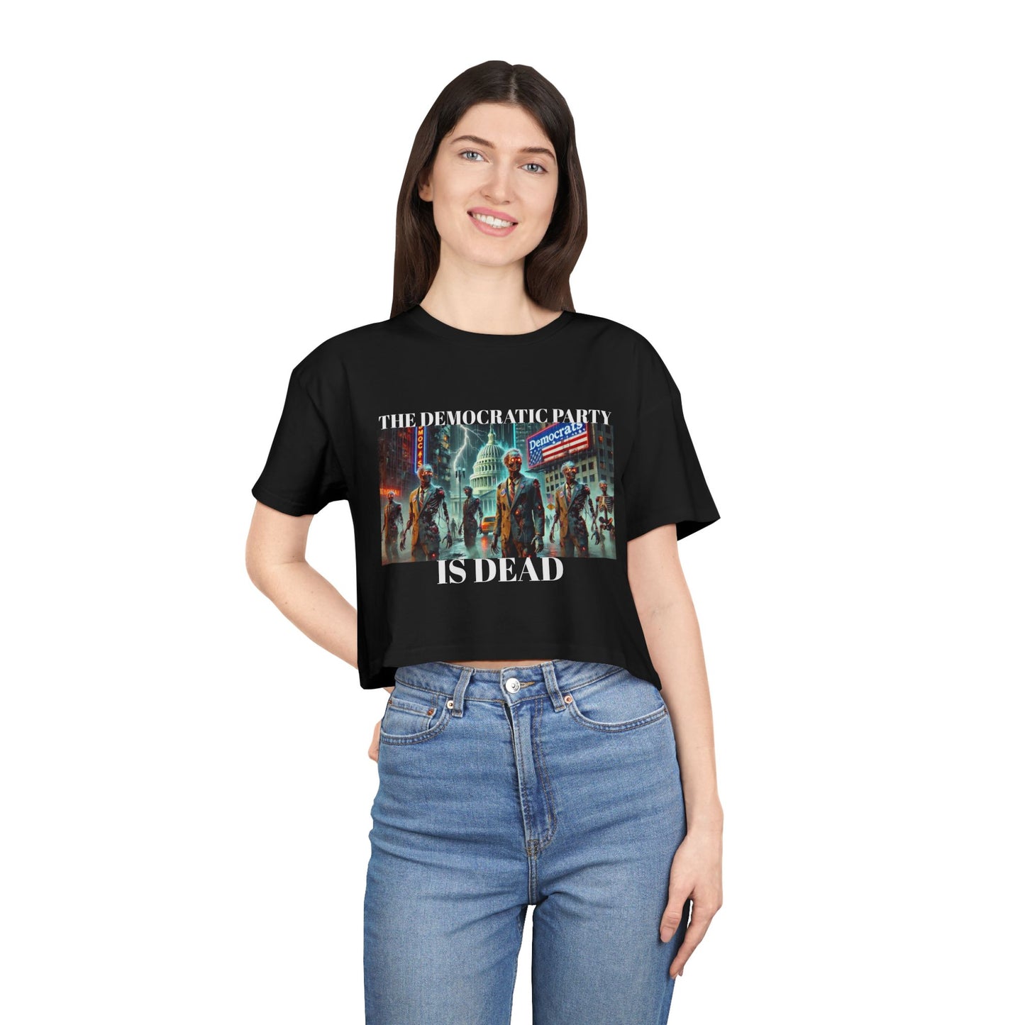 Women's Graphic Crop Tee - 'Justice March' Design